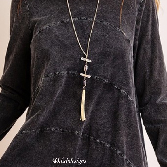 LAST 3! 100% Organic Cotton Mineral Washed A Line Deep Charcoal Top! - Picture 6 of 7